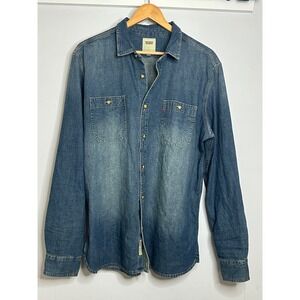 Levi's Denim Shirt Mens L Button Up Long Sleeve Blue Casual Western